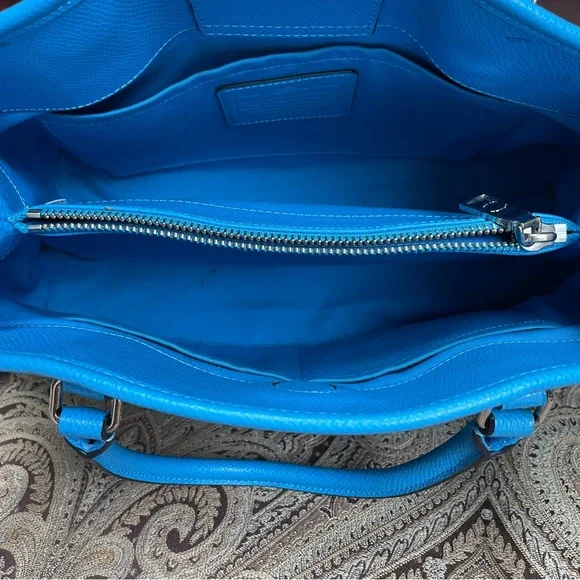 Coach Crossgrain Leather Margot Carryall Shoulder Bag Crossbody Sky Blue F34607 - Picture 14 of 16